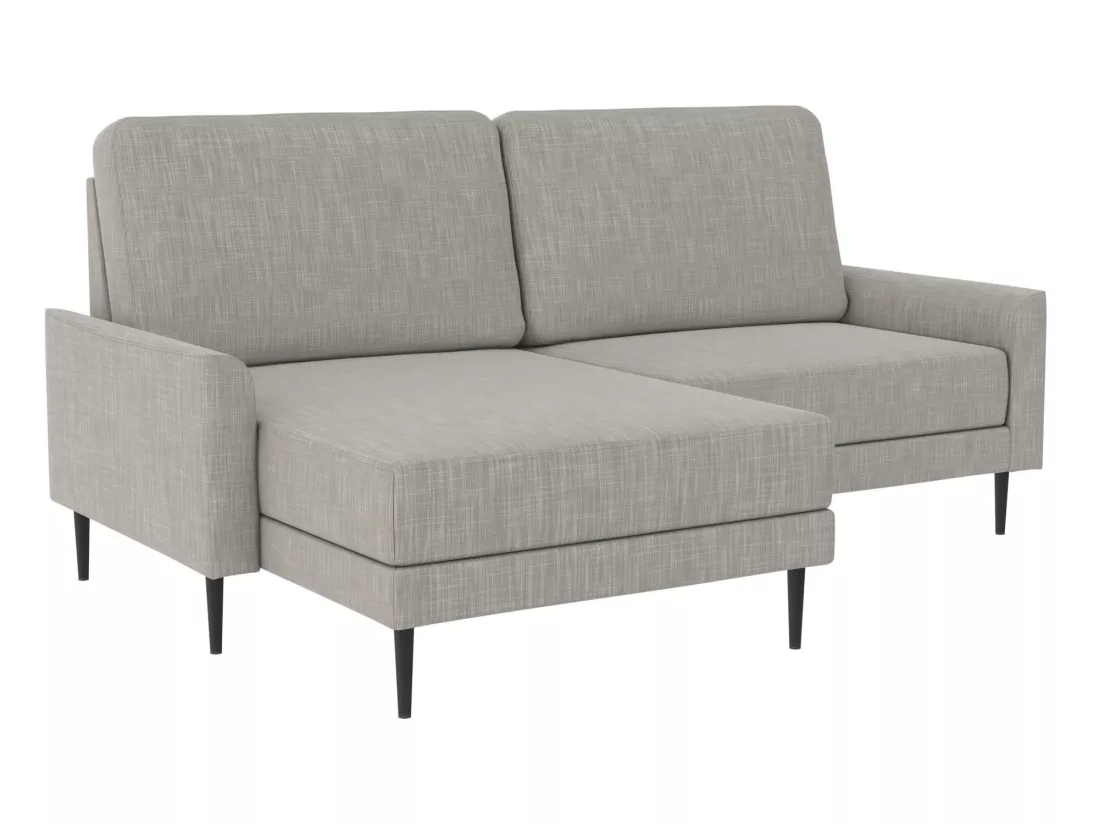 Canapé 2 places avec chaise longue, tissu gris clair