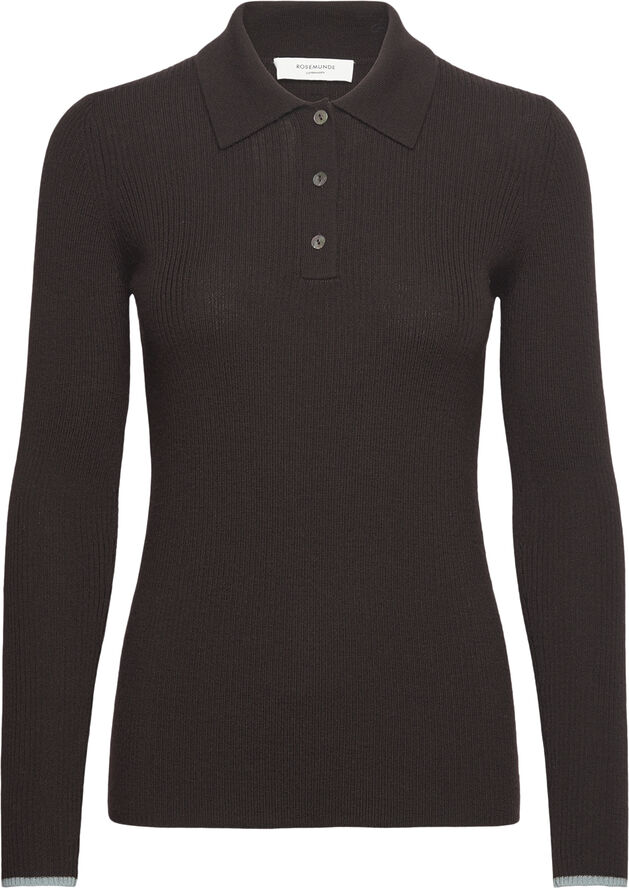 Rosemunde Long sleeve knit polo Dark espresso