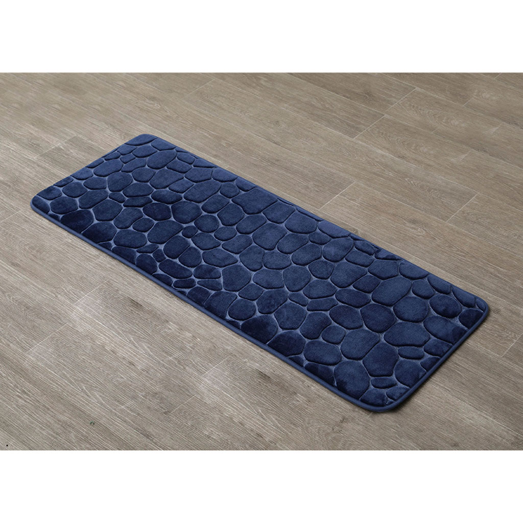 Tapis de bain galets à mémoire de forme marine 45x120cm