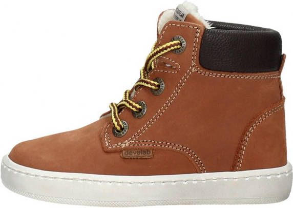 Develab 41855 nubuck veterboots cognac Bruin Jongens Leer Effen 25