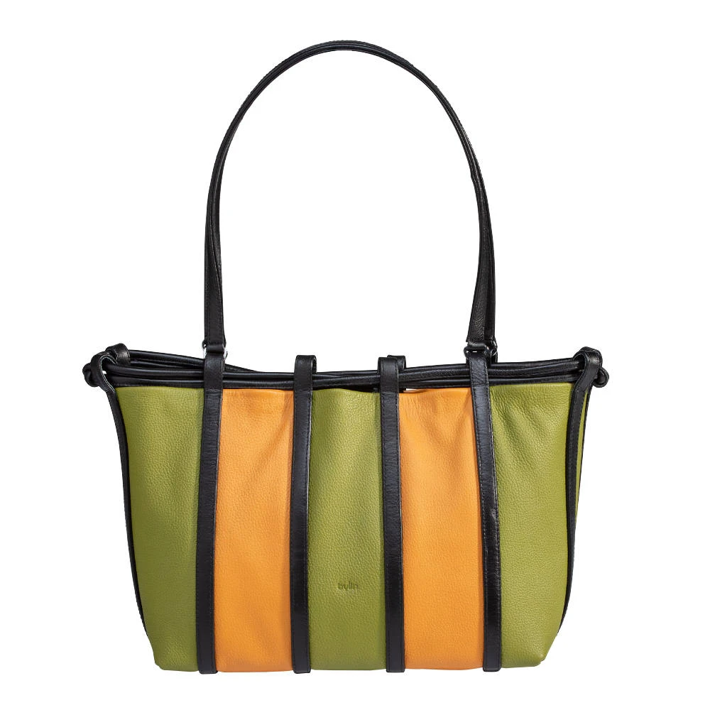 Ricefield Handbag Lime-Yellow Structure Leather