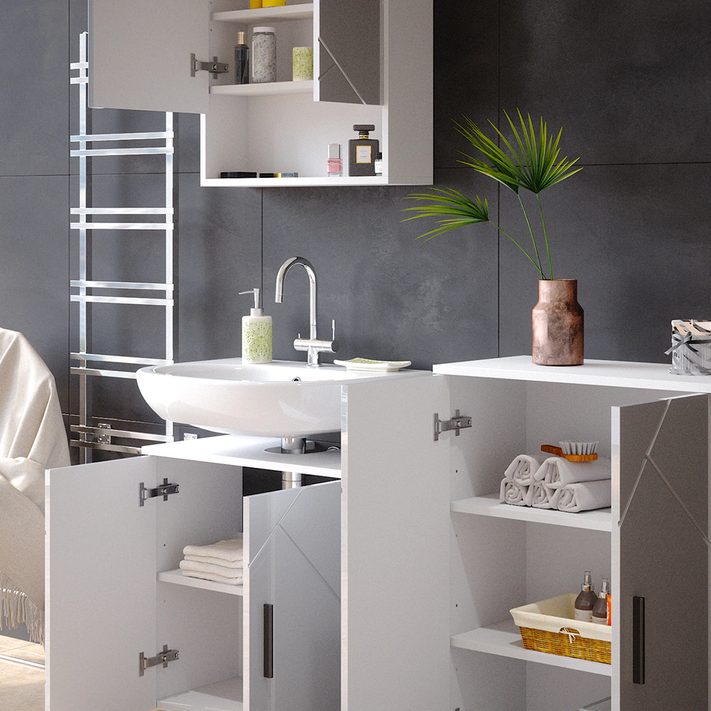 Vicco Badmöbel Set Badezimmermöbel Irma Spiegelschrank Unterschrank Badkommode