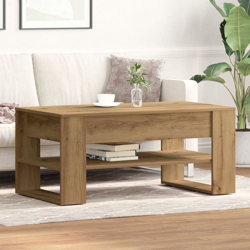 vidaXL - Salontafel - Bruin - Massief Eiken - 102x55x45 cm