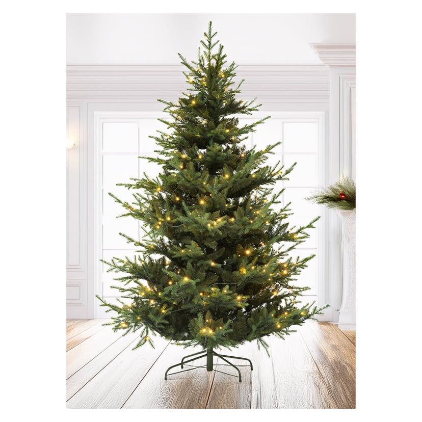 Naturtro juletre med LED-belysning 210 cm