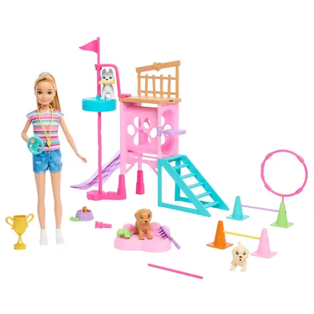 Barbie and Stacie to the Rescue Hündchenspielplatz-Spielset mit Puppe