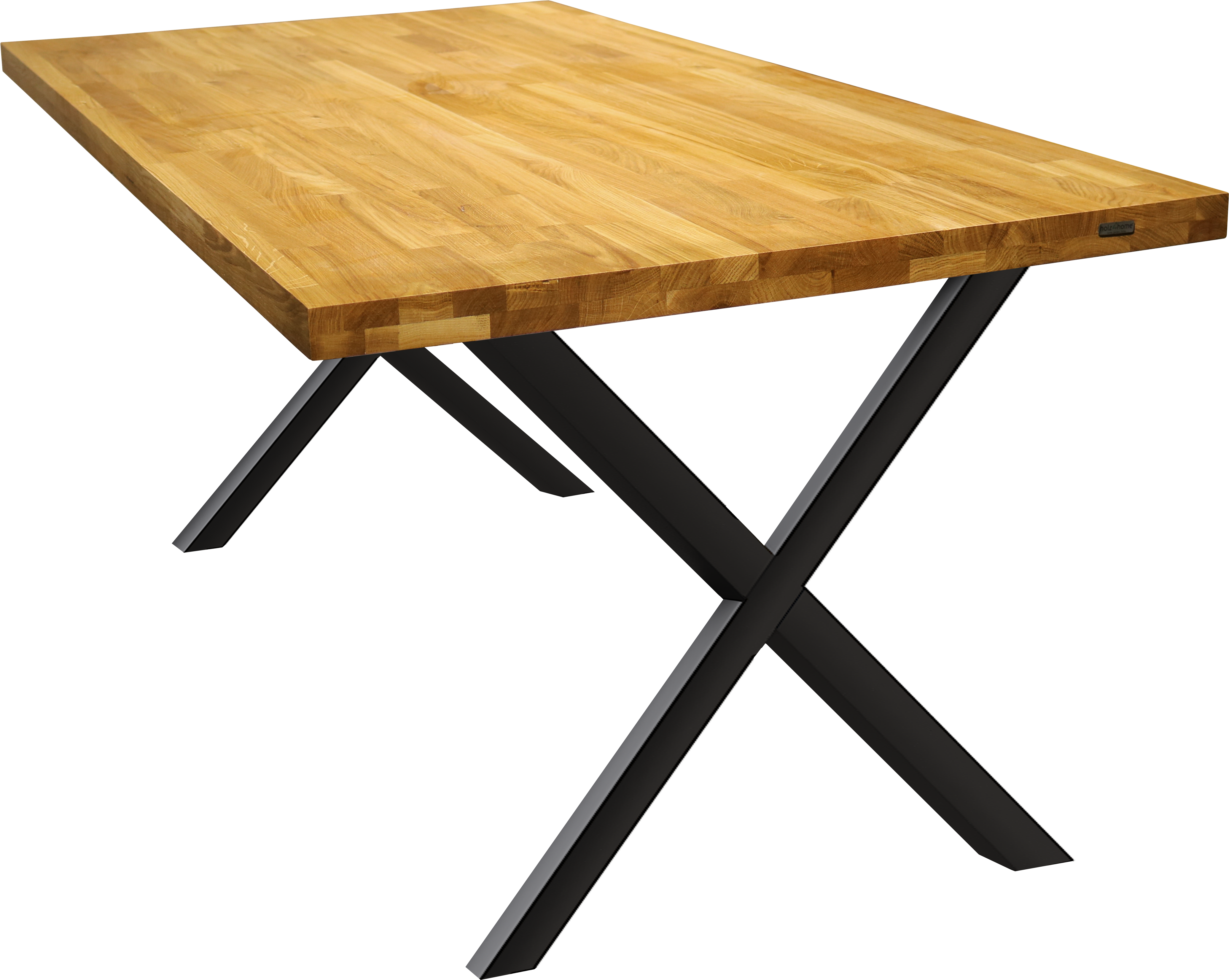 holz4home® Tischplatte ohne Baumkante aus massiver Eiche mit Aufdopplung am Rand | 180cm x 100cm | X-Struktur