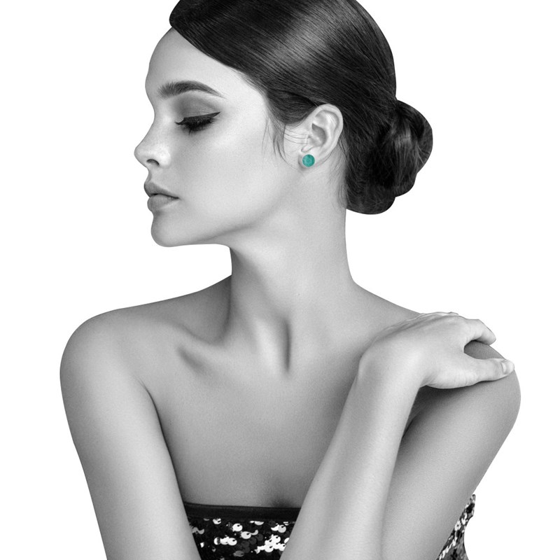 Boucles d'Oreilles Argent Rond Dentelé d'Amazonite