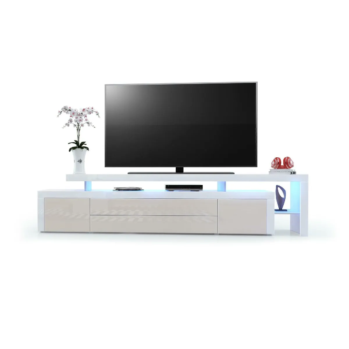 MPC Meuble TV Blanc/Sable avec LED