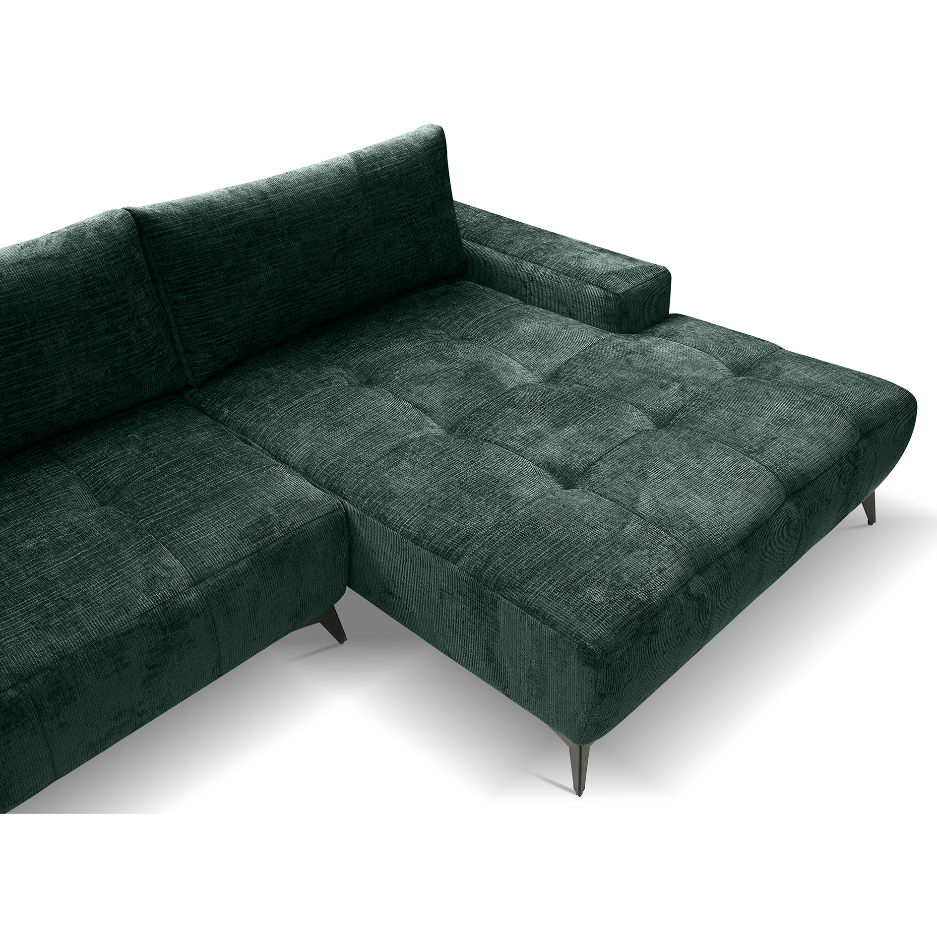 Ecksofa - jungle green - Liegefunktion - Staukasten - Longchair rechts