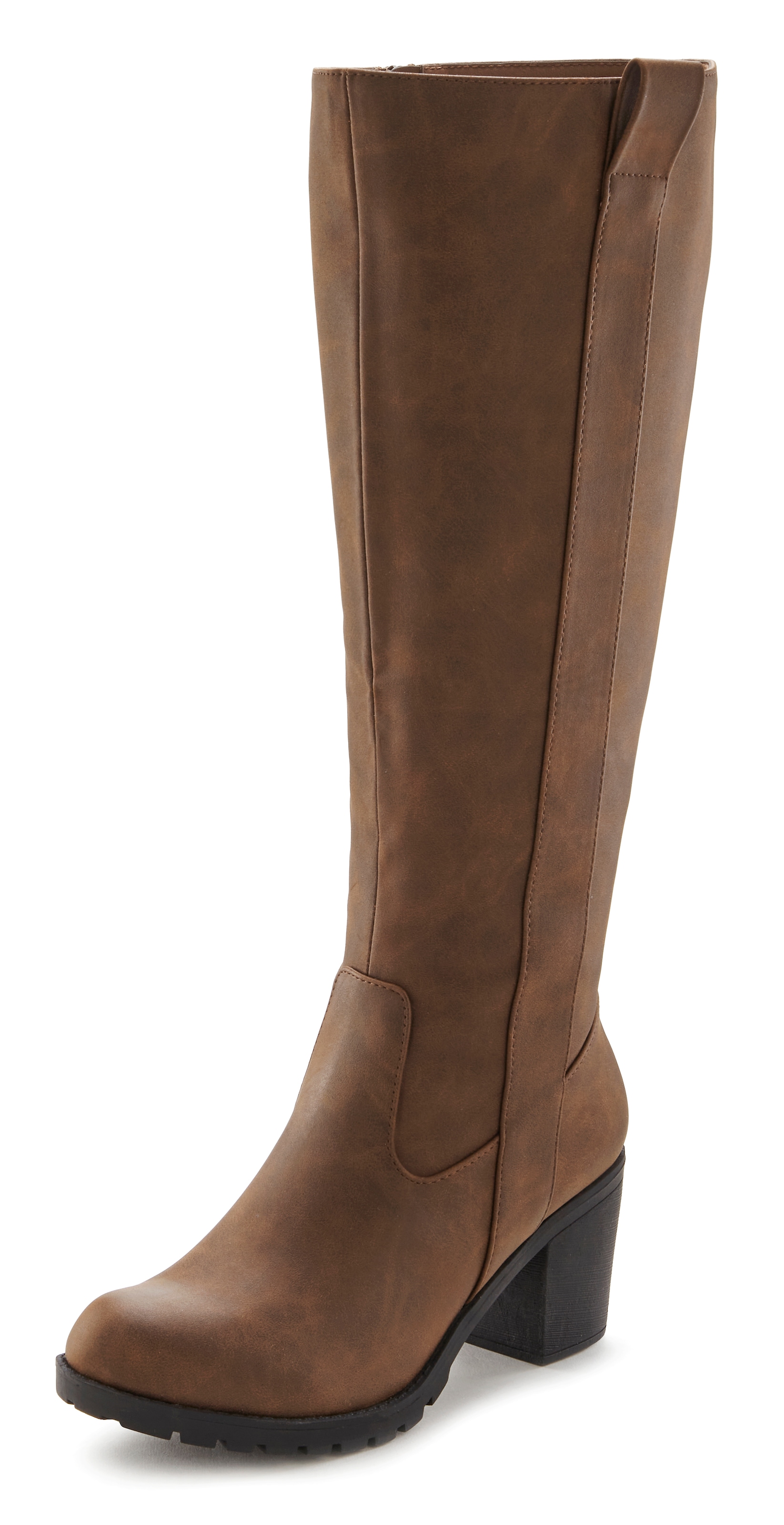 LASCANA Weitschaftstiefel  Stiefel, Stiefelette, langer Stiefel, Blockabsatz, Cowboy Stil VEGAN