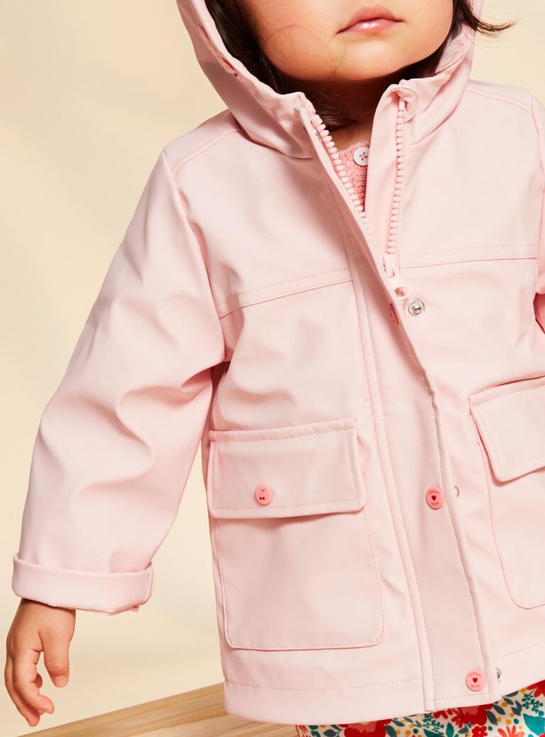 Imperméable rose ciré à capuche 3 en 1