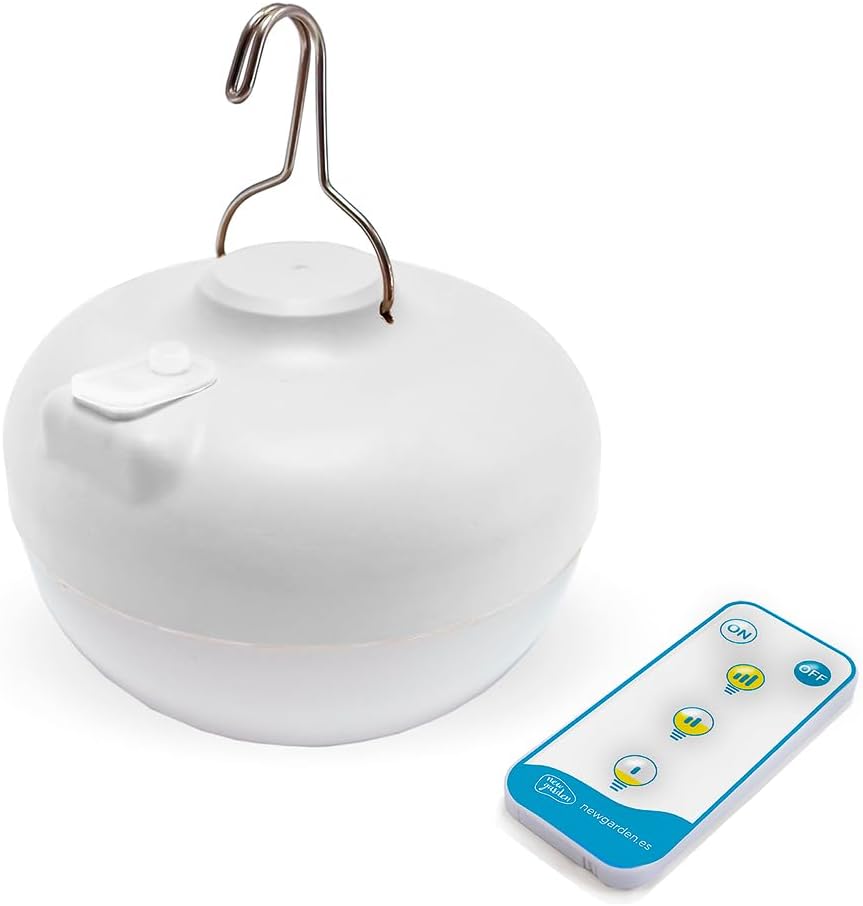 Newgarden - Cherry LED Camping- und Notlicht. Tragbares Licht mit Haken und Magnet, kabellos mit USB-Akku. 900 Lumen und bis zu 20 Stunden Betriebsdauer. IP54 beständig