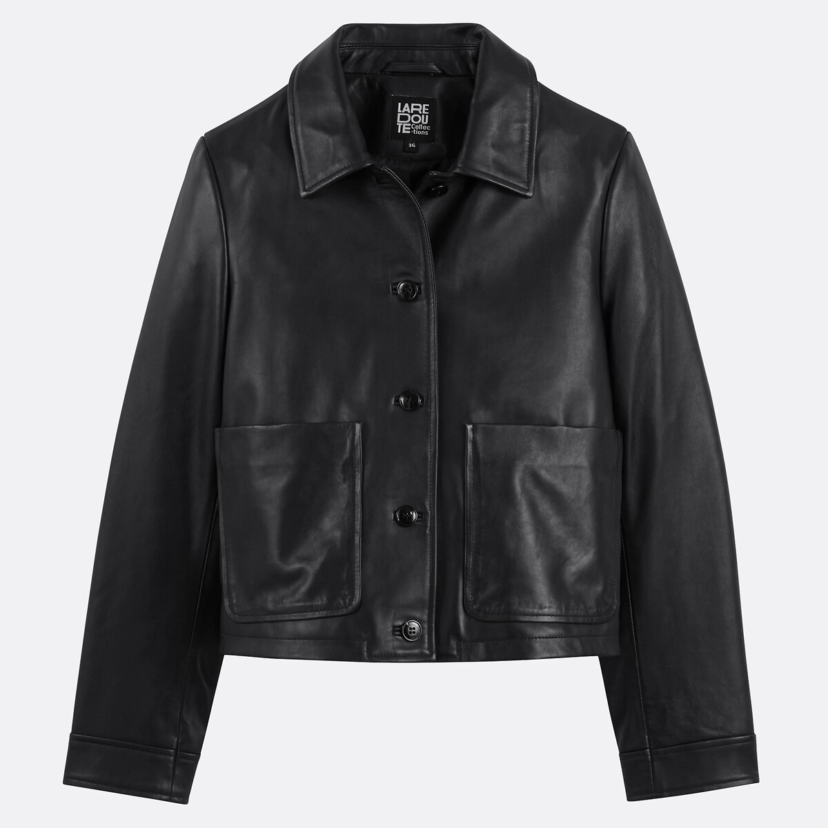LA REDOUTE COLLECTIONS<br>Cardigã curto de couro com fecho de botão, modelo Signature ABELLE