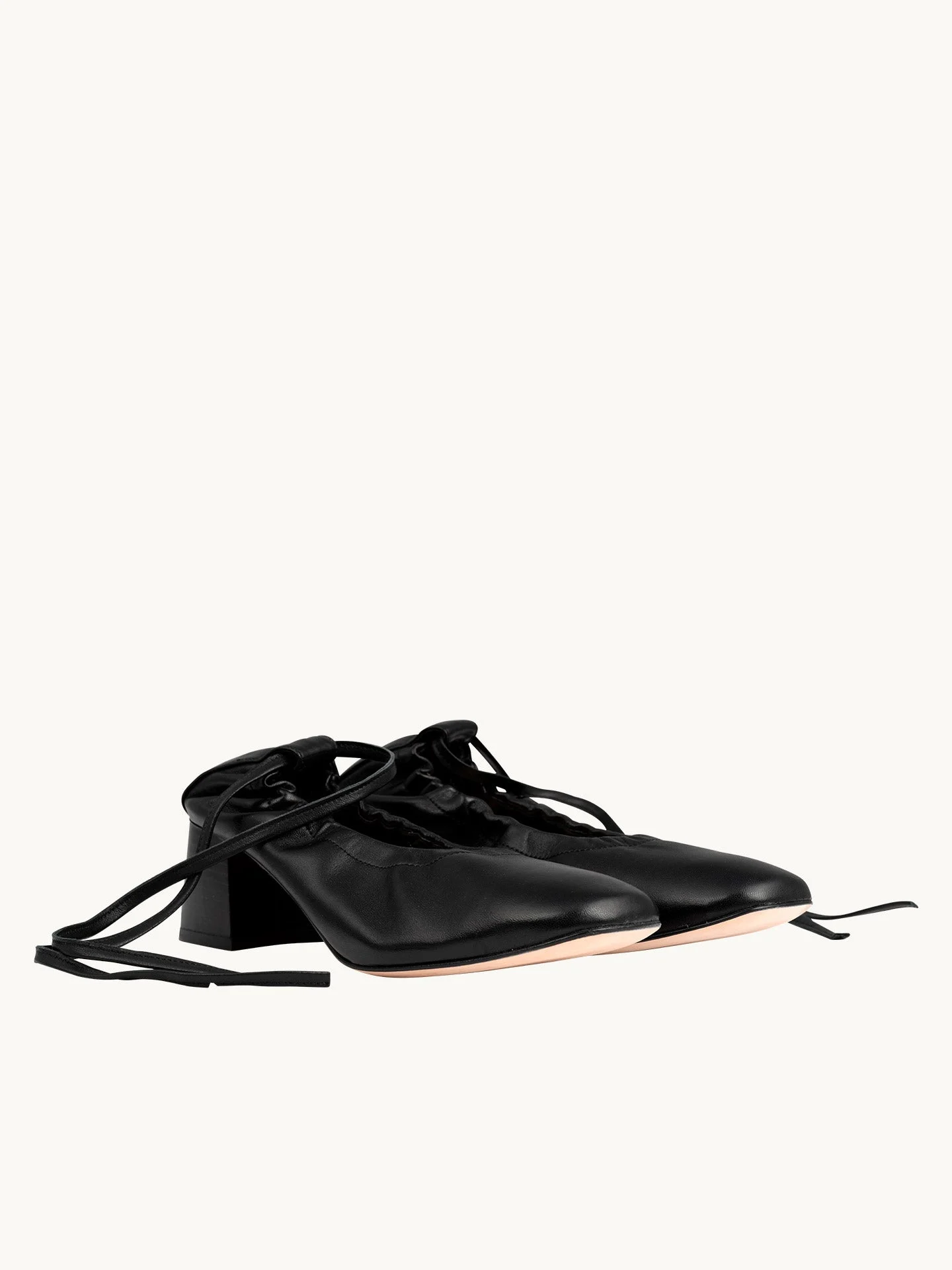 PERRI BLACK - Ballerines à talon en cuir nappa | Noir