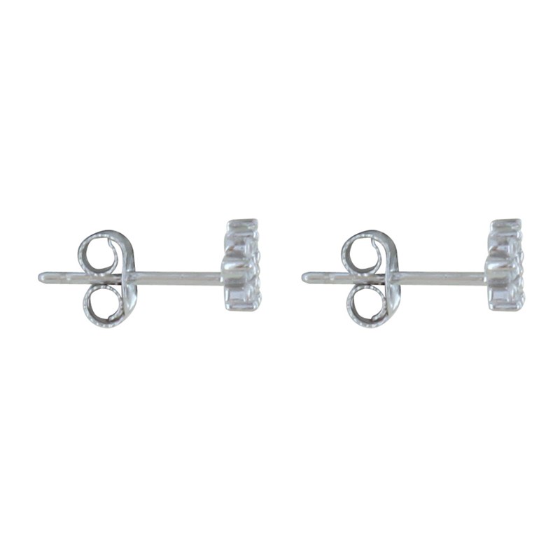 Boucles d'Oreilles Argent Deux Petites Fleurs de Strass