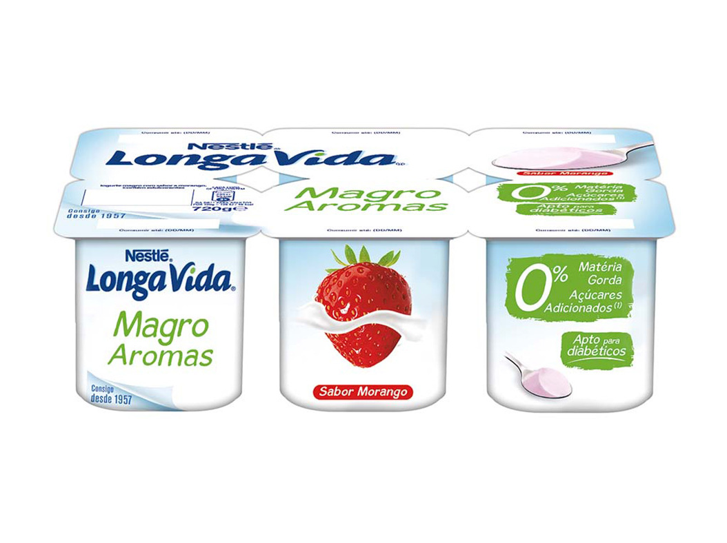 IOGURTE LONGA VIDA MAGRO AROMA MORANGO 6X120G