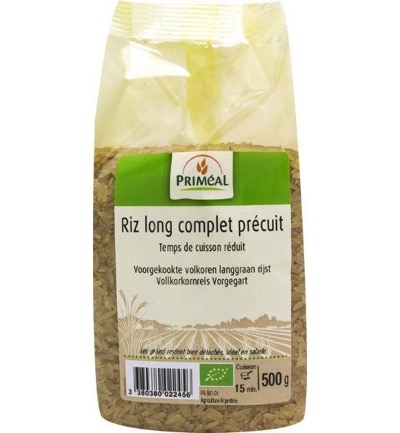 Priméal Volkoren Langgraan Rijst Voorgekookt Bio (500 gr)