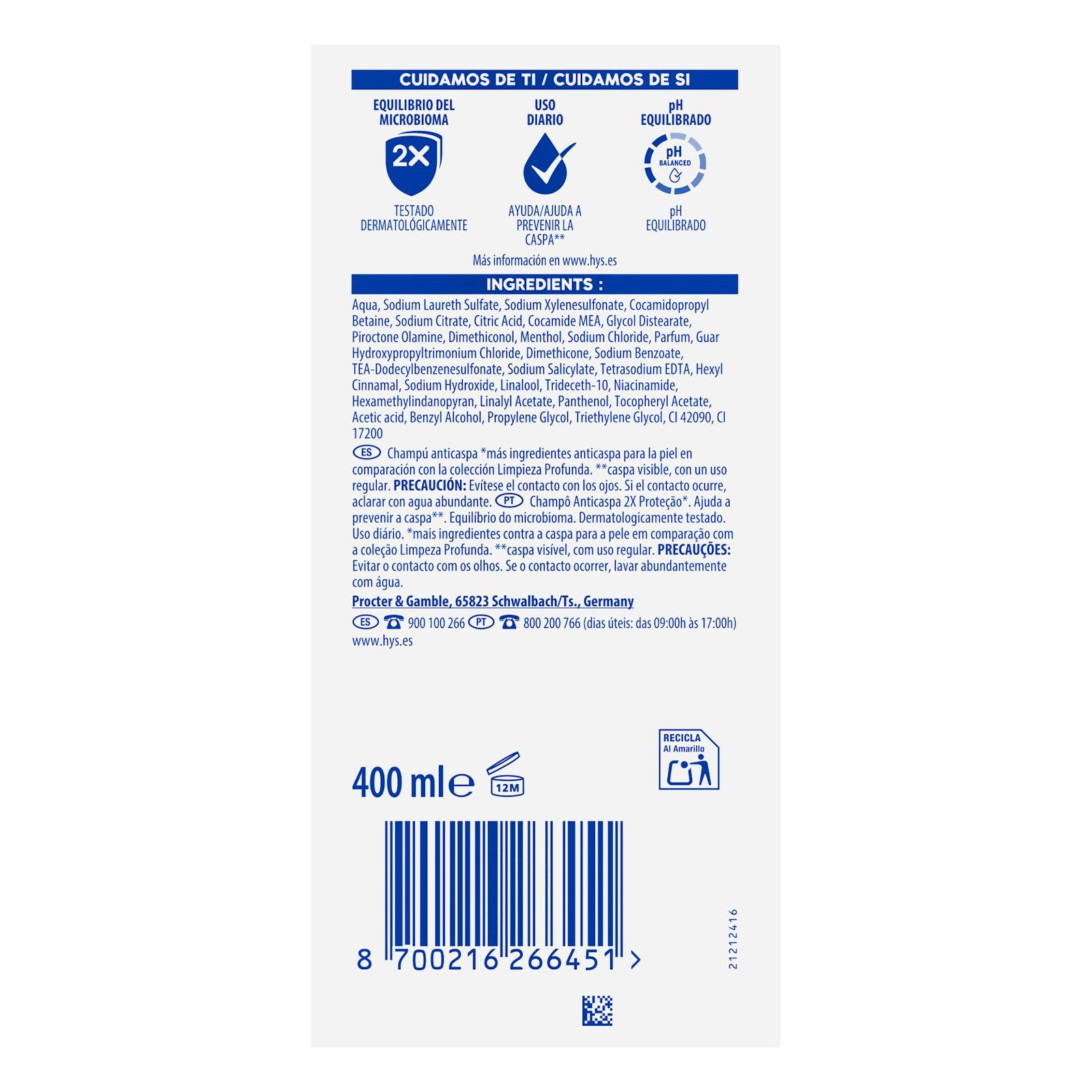Shampoing antipelliculaire H&S Menthol Fresh