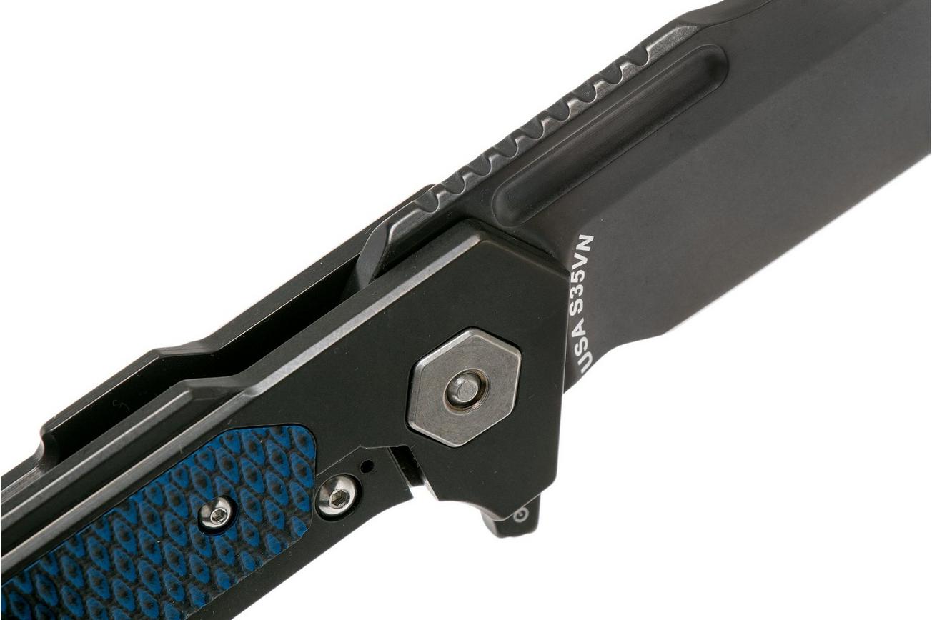 Rick Hinderer Fulltrack Spanto Black DLC S35VN Black/Blue G10 zakmes