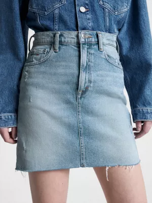 Saia jeans Mom Fit de cintura super alta