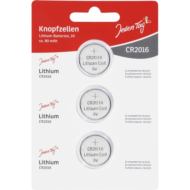 Jeden Tag - Knopfzellen - Lithium-Batterien - 3V - ca. 80 mAh - 3 Stück
