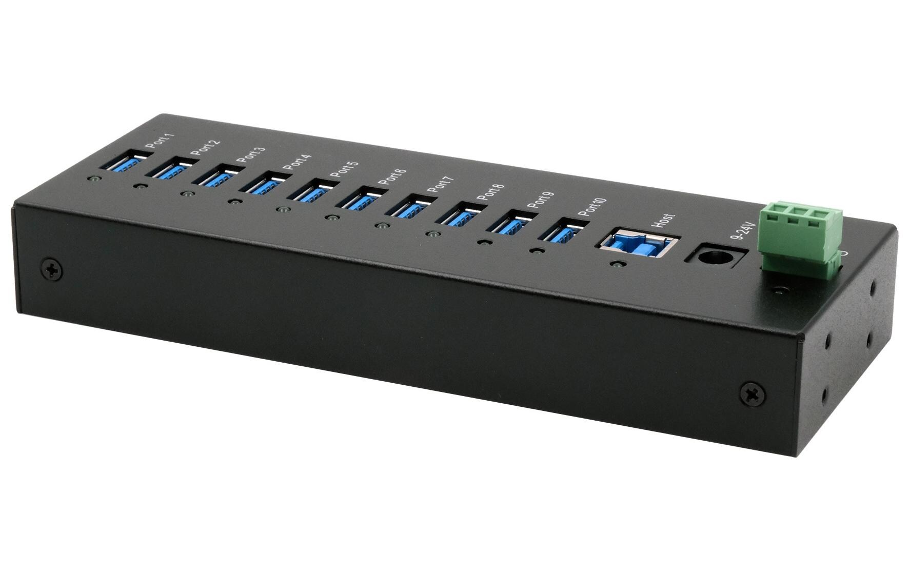 USB-Hub EX-11230HMS<br>10-Port USB 3.0 HUB für Tisch, Wand- und DIN-Rail Montage