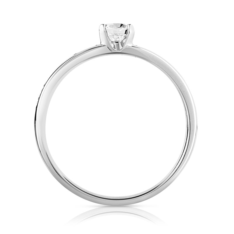 Bague solitaire or 750 blanc diamant 50/100e de carat
