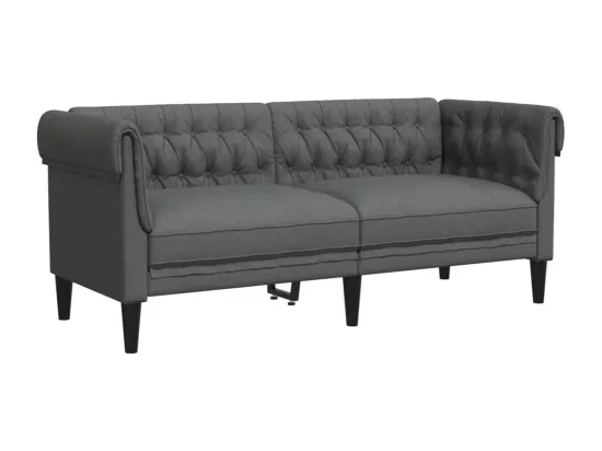 Canapé Chesterfield 2 places gris foncé tissu