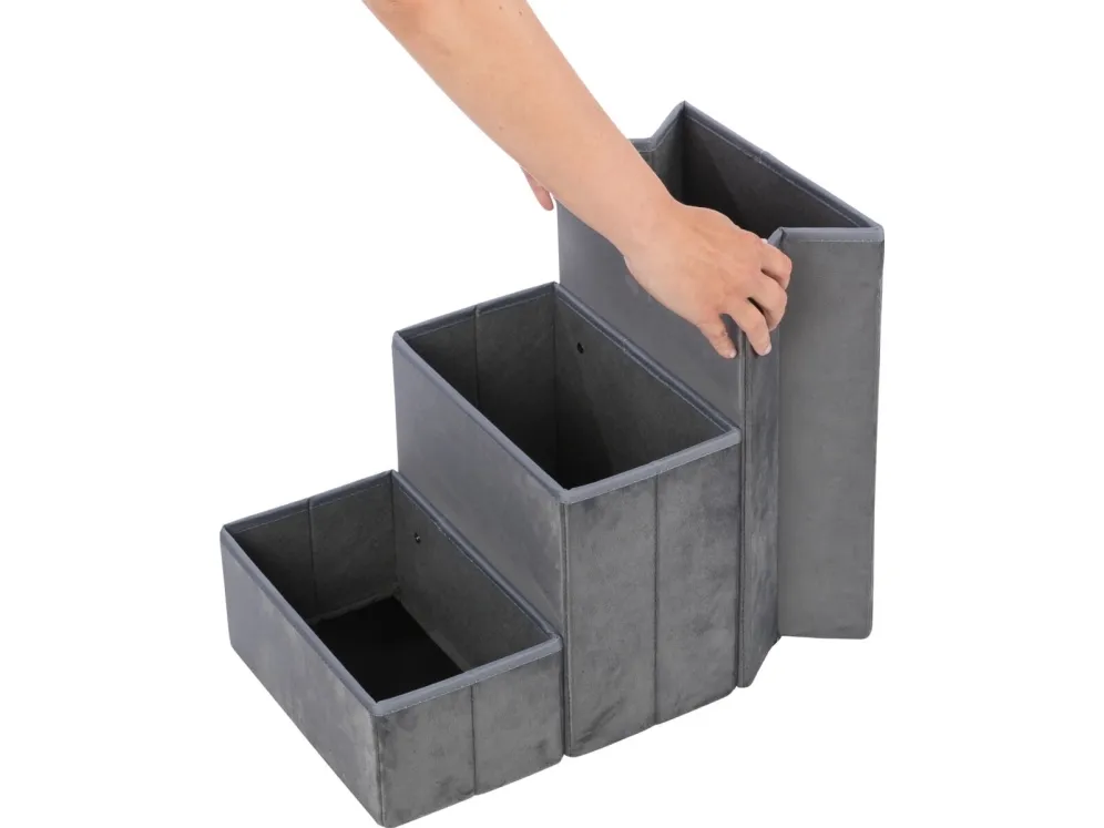 Trixie Harvey cave with steps, 119 × 47 × 50 cm, grey/white-black