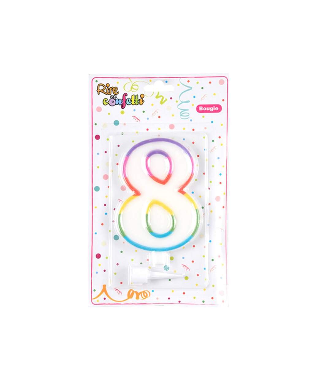 Paris Prix - Bougie D'anniversaire chiffre 8 10cm Multicolore