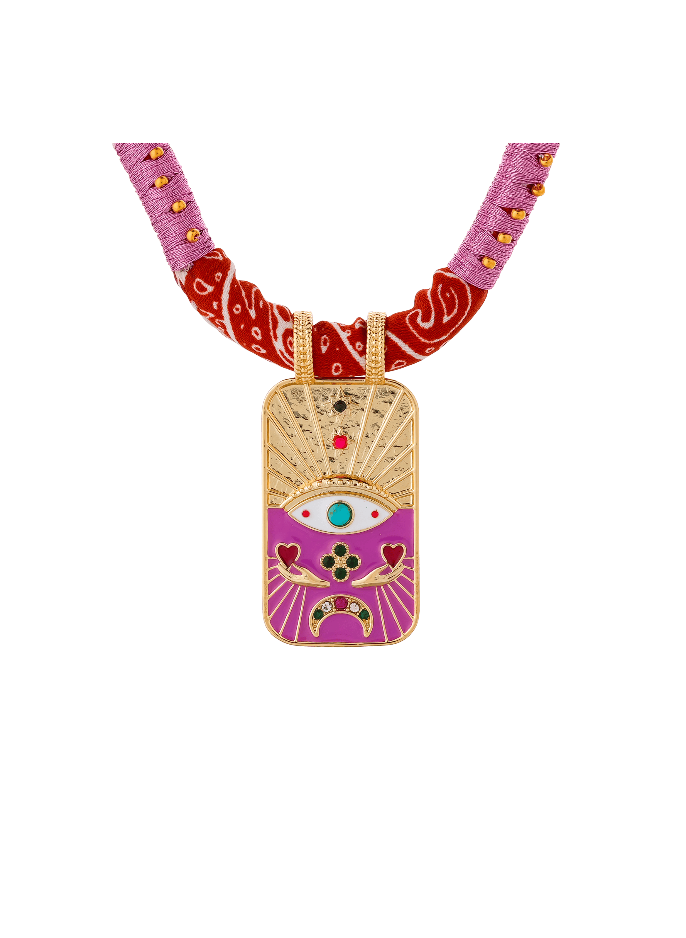 TAROT - Collier ras de cou avec pendentif en polyester et laiton | Violet