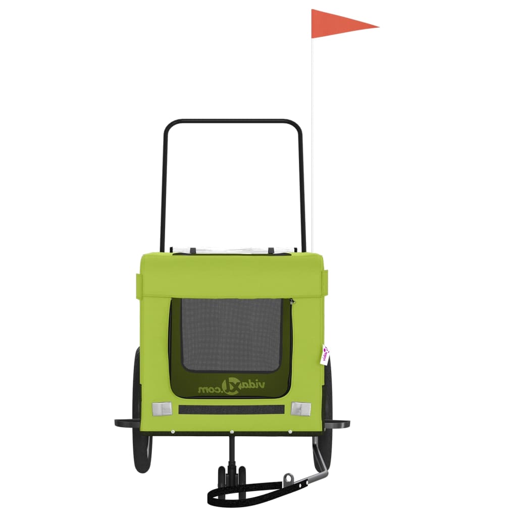 vidaXL Reboque para Bicicleta de Animais de Estimação em Tecido Oxford Verde e Preto