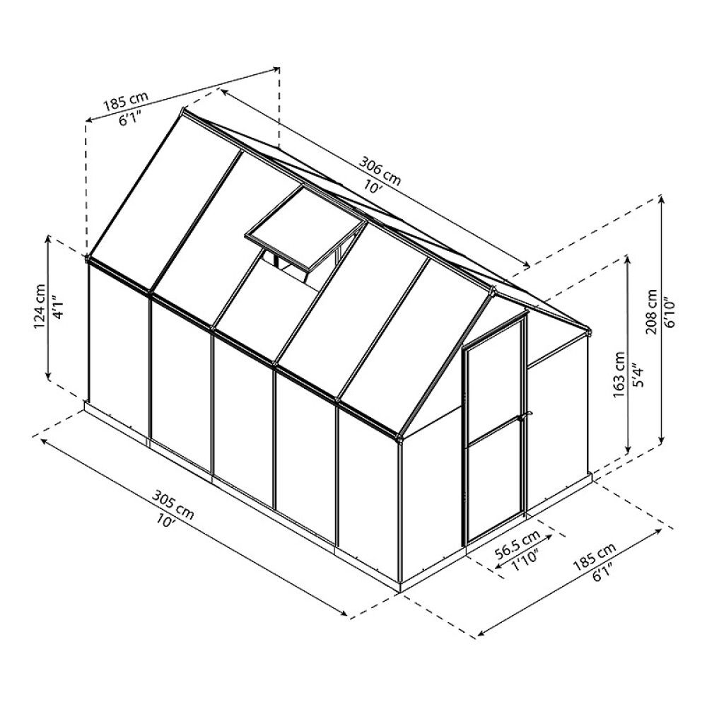 DRIVHUS CANOPIA MYTHOS ALU/POLY 5,7M² MØRKEGRÅ