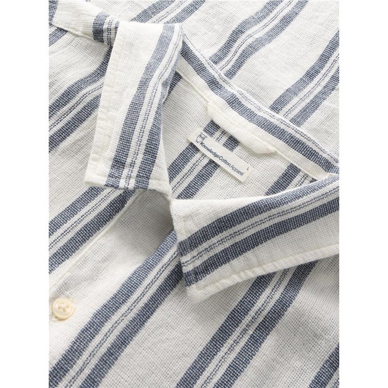 KnowledgeCotton Apparel Box Sl Striped Cotton Shirt Blue Stripe