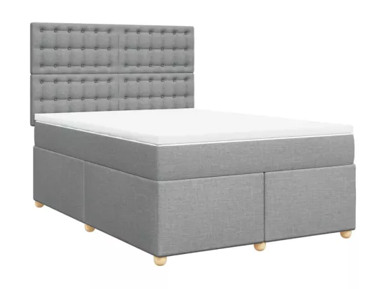 Sommier à lattes de lit avec matelas Gris clair 140x190cm Tissu