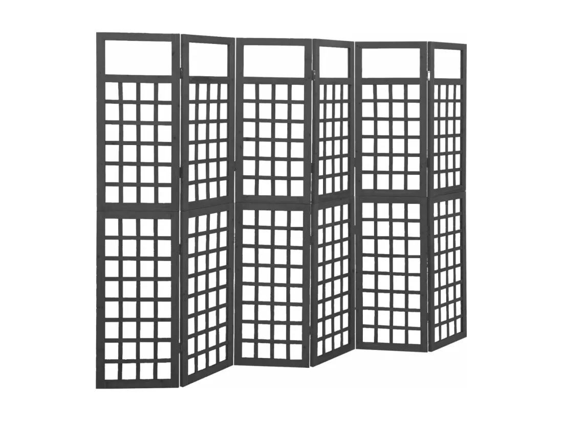 Cloison de séparation à 6 panneaux Bois de pin Noir 242,5x180cm