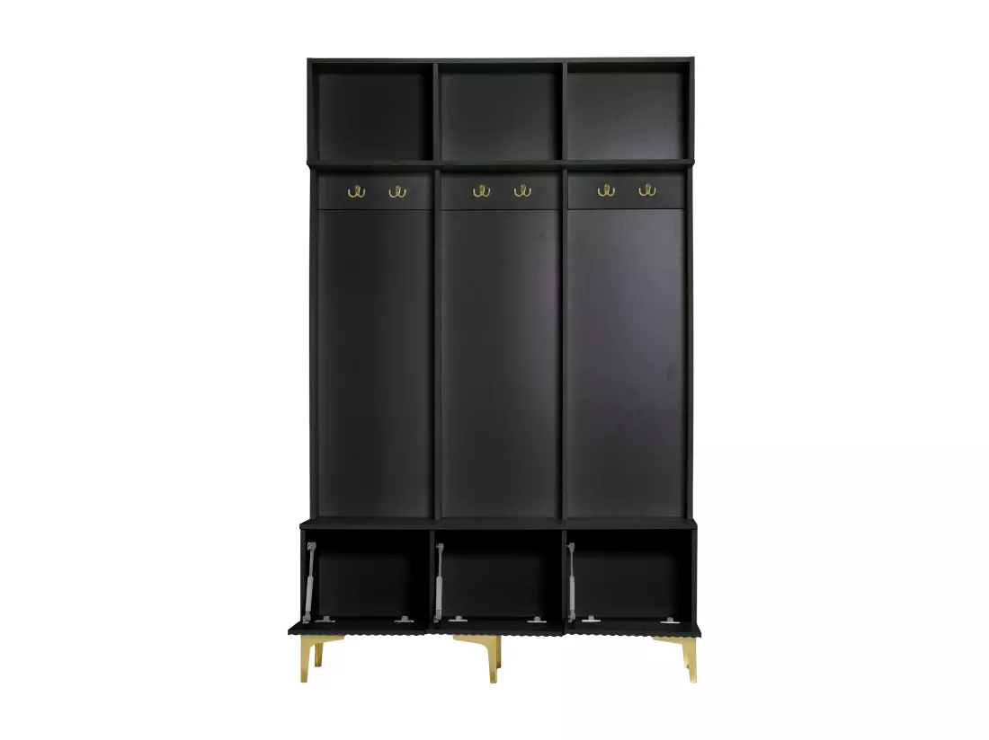 Vestiaire d'entrée moderne - avec porte-manteau et rangements à chaussures - Noir