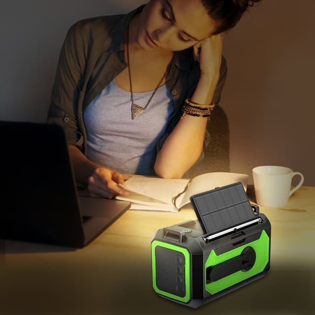 håndsving Radio 12000mAh Power Bank Batteri lommelygte Solar opladning