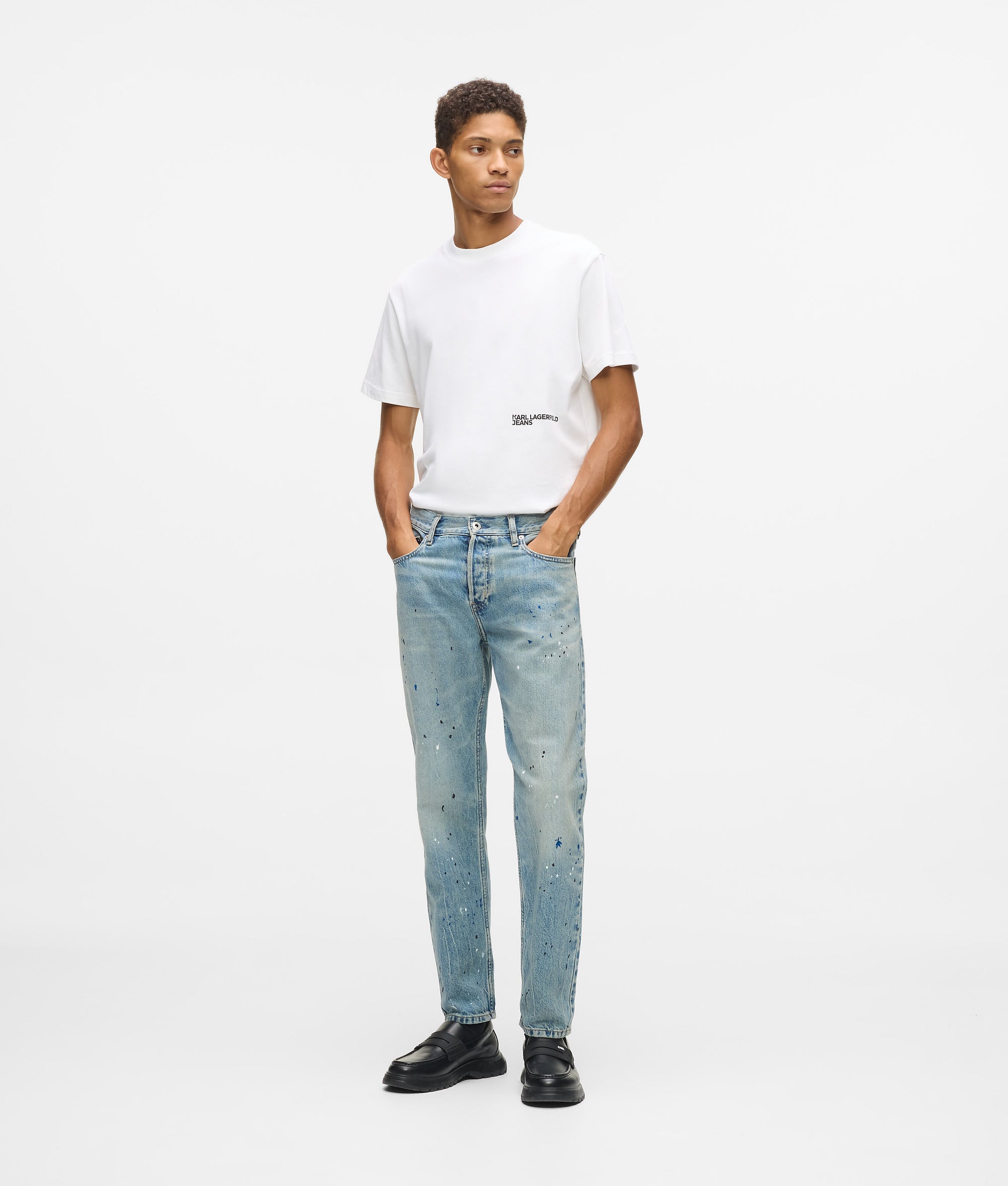 Verfspatten smal toelopende jeans
