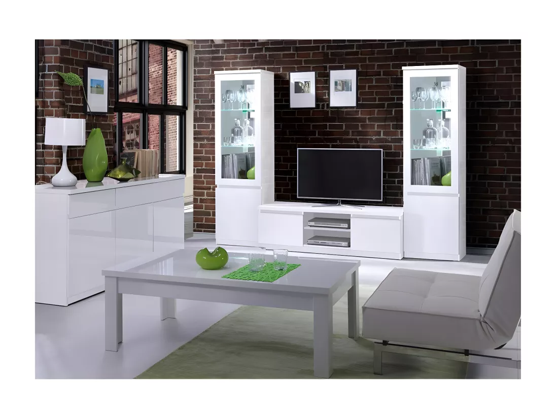 Buffet Moyen Modèle FABIO - Blanc Brillant - 165 x 50 x 84 cm