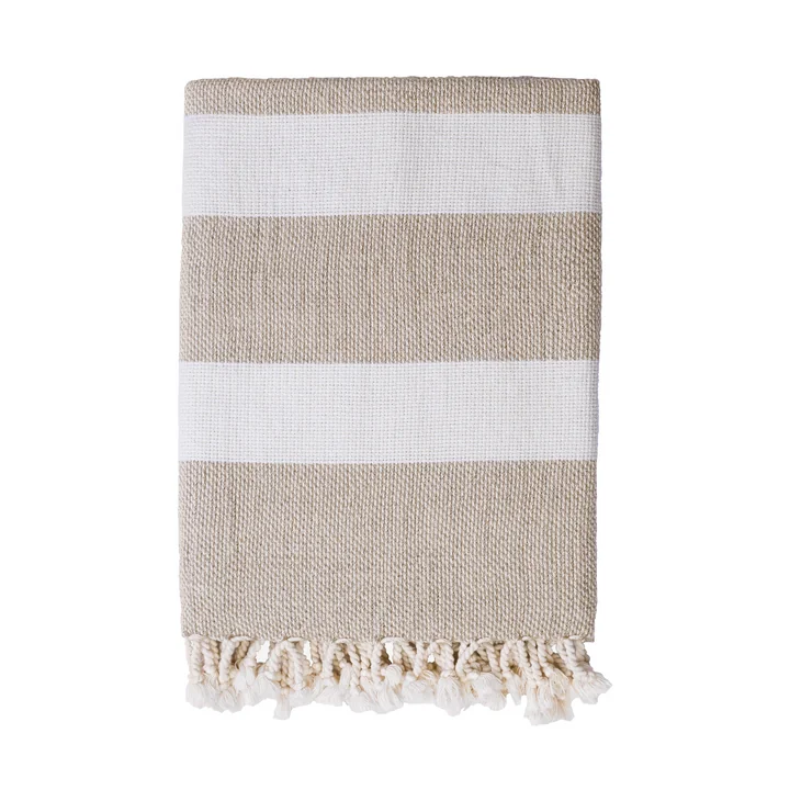 Studio Zondag - Linen Basket Decke, 130 x 170 cm, natur / weiss