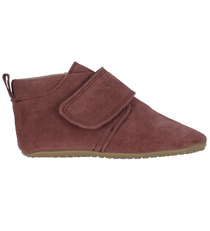 Pom Pom Leder-Krabbelschuhe - Anfänger Klettband - Burgund