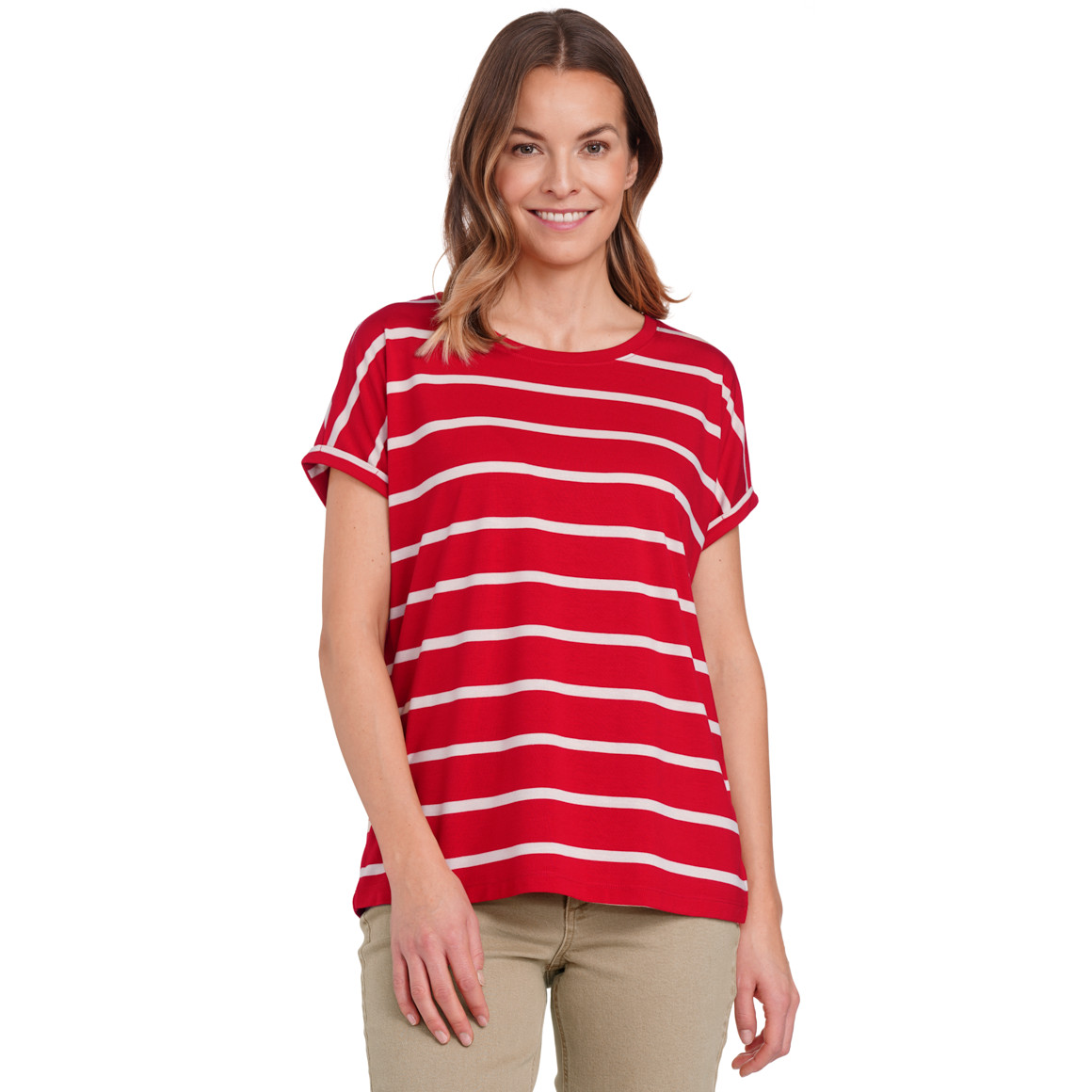 Gina Benotti Damen T-Shirt mit Streifen rot / weiss