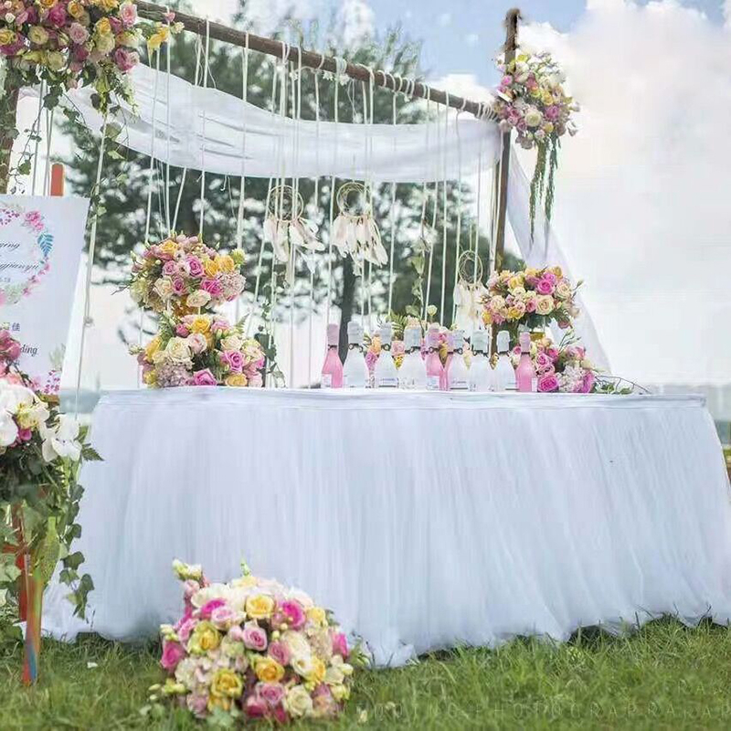 (100x80cm) Tisch Deko Tüll Vorhang für Party / Hochzeit / Geburtstag - Weiss