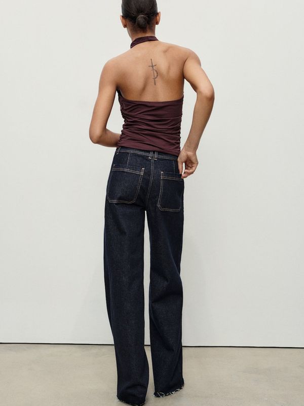 MANGO - CATHERIN - Jeans - Donkerblauw - Wide Leg - High Waist