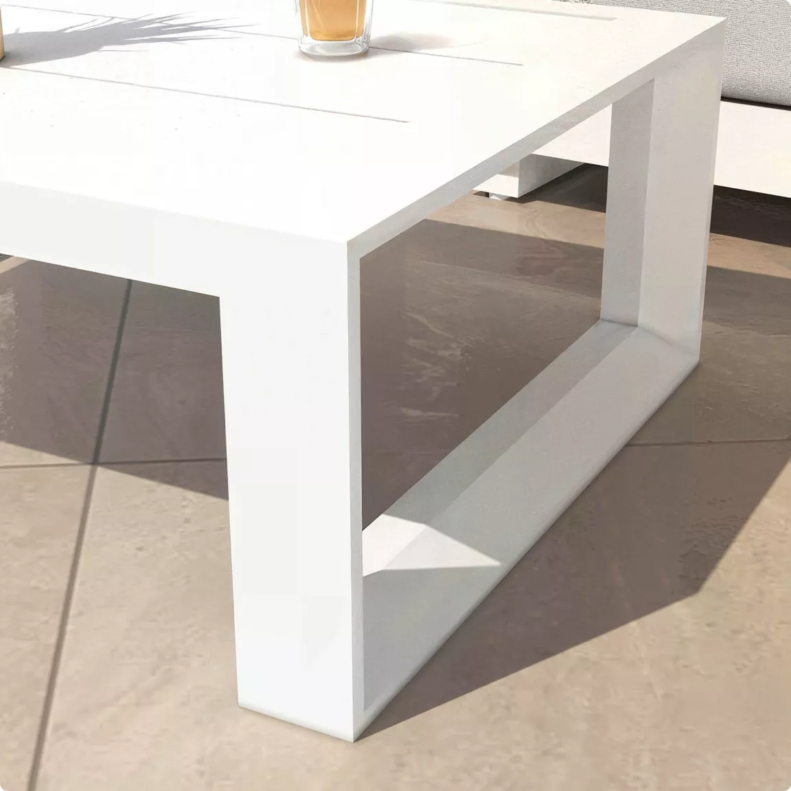 Table basse de jardin rectangulaire en alumininum (94 x 72 cm) Elba Blanc