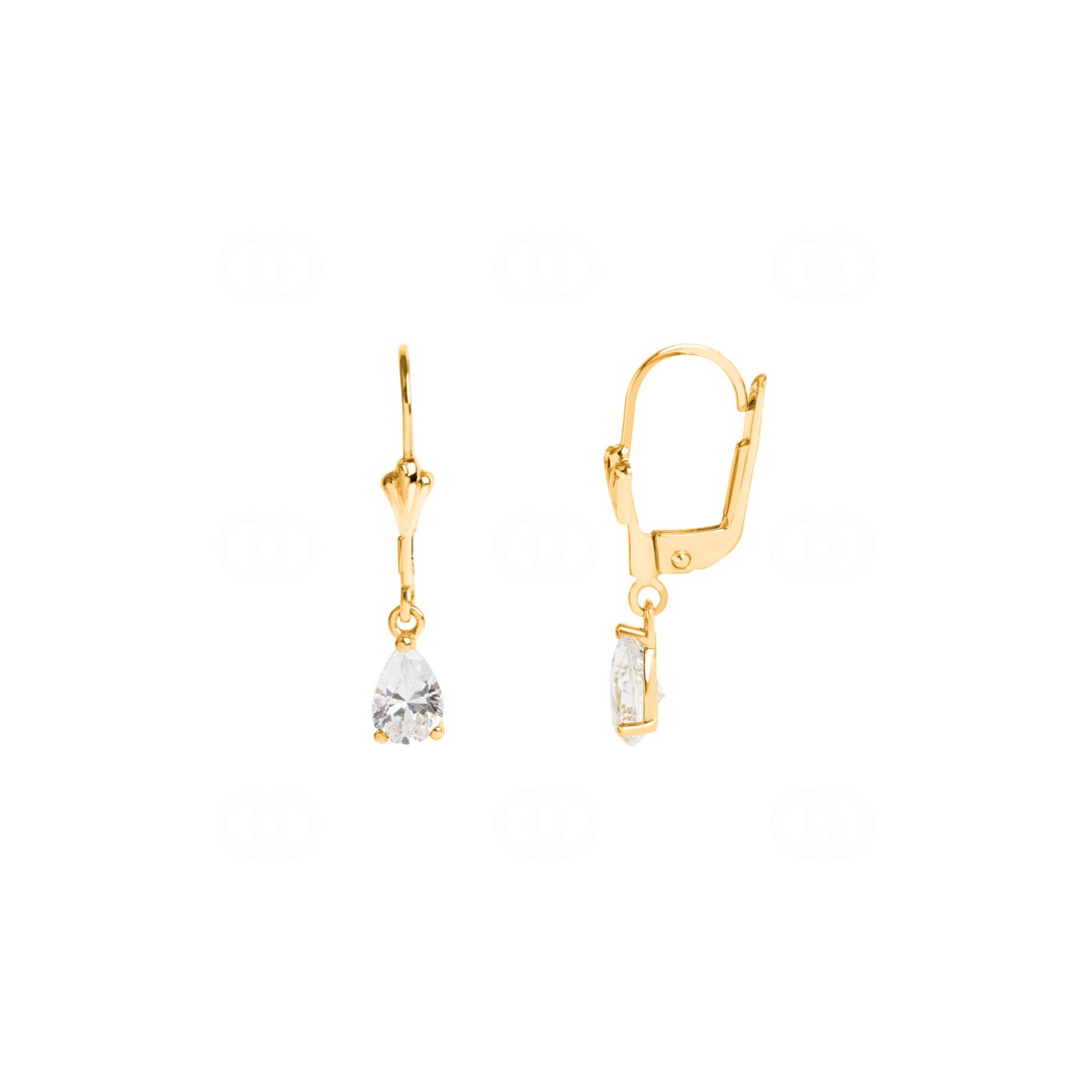 Ohrringe 750/18 K Gelbgold mit Zirkonia Tropfen