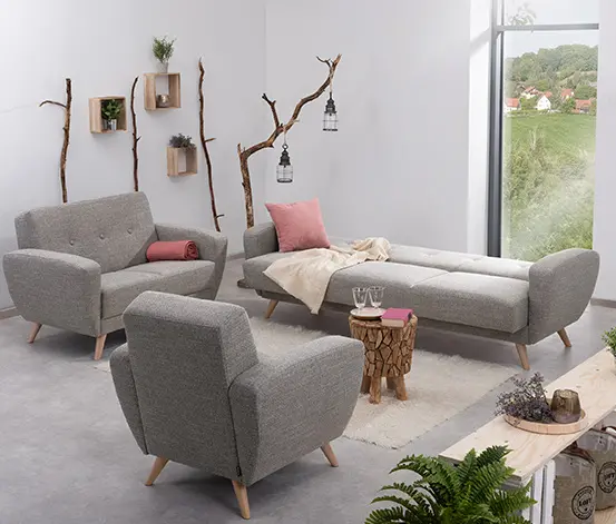 3-Sitzer-Schlafsofa »Justus« in grau meliertem Webstoff