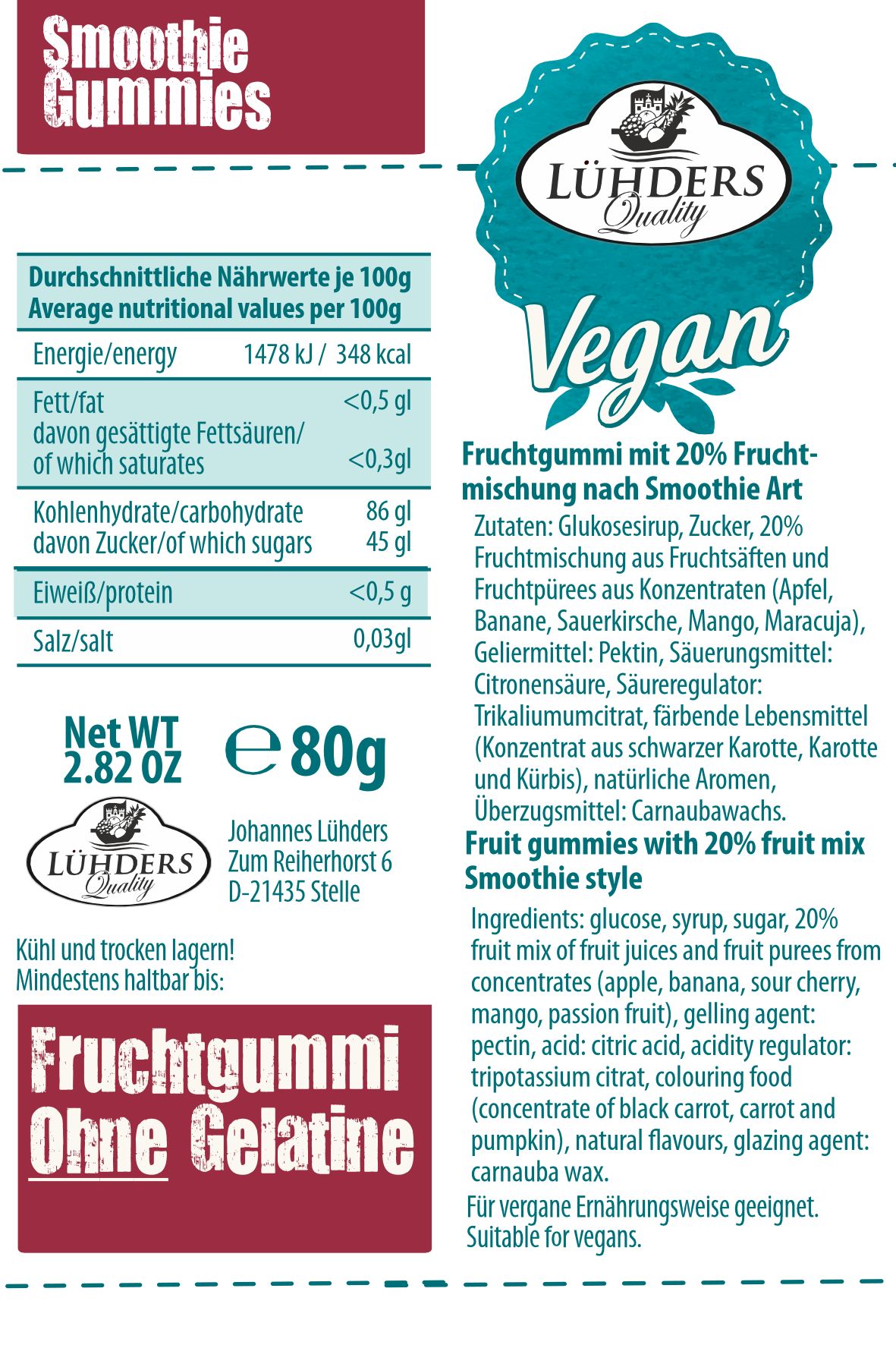 LÜHDERS-Smoothie Gummies im 10er Vorratspack