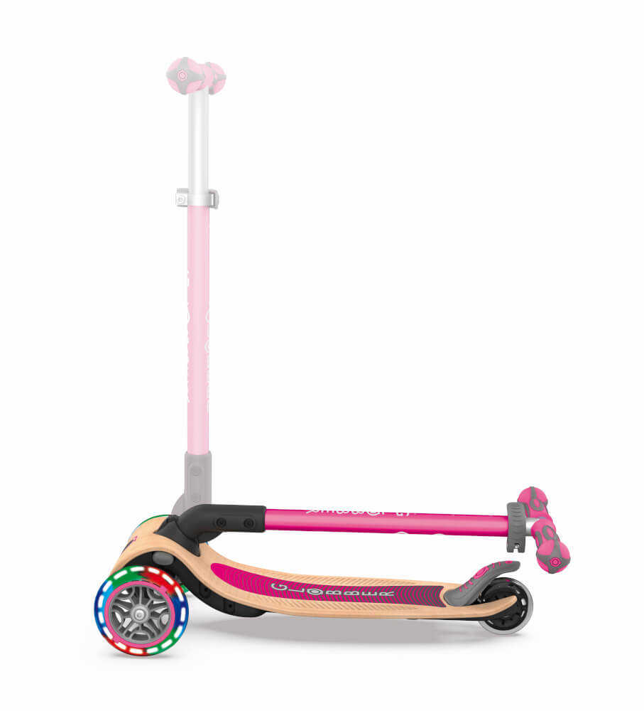 GLOBBER PRIMO FOLDABLE WOOD LIGHTS pink, mit Leuchtrollen und Holzdeck
